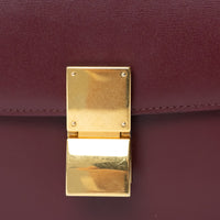 Celine Burgundy Calfskin Leather Medium Box Bag
