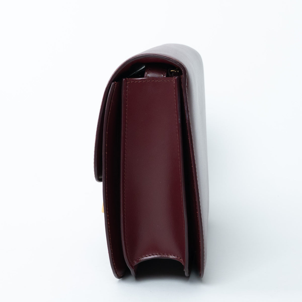 Celine Burgundy Calfskin Leather Medium Box Bag