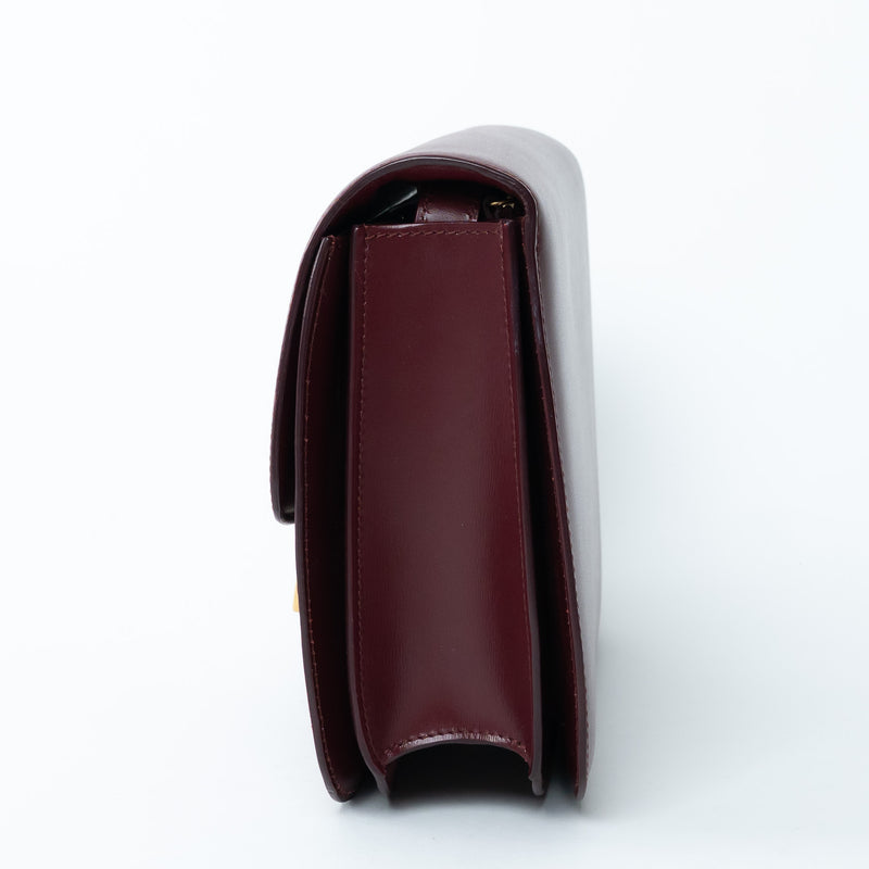 Celine Burgundy Calfskin Leather Medium Box Bag