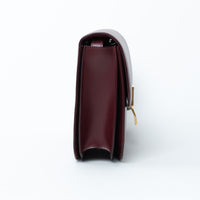 Celine Burgundy Calfskin Leather Medium Box Bag