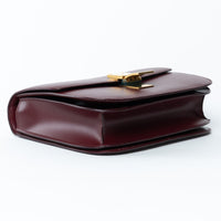 Celine Burgundy Calfskin Leather Medium Box Bag