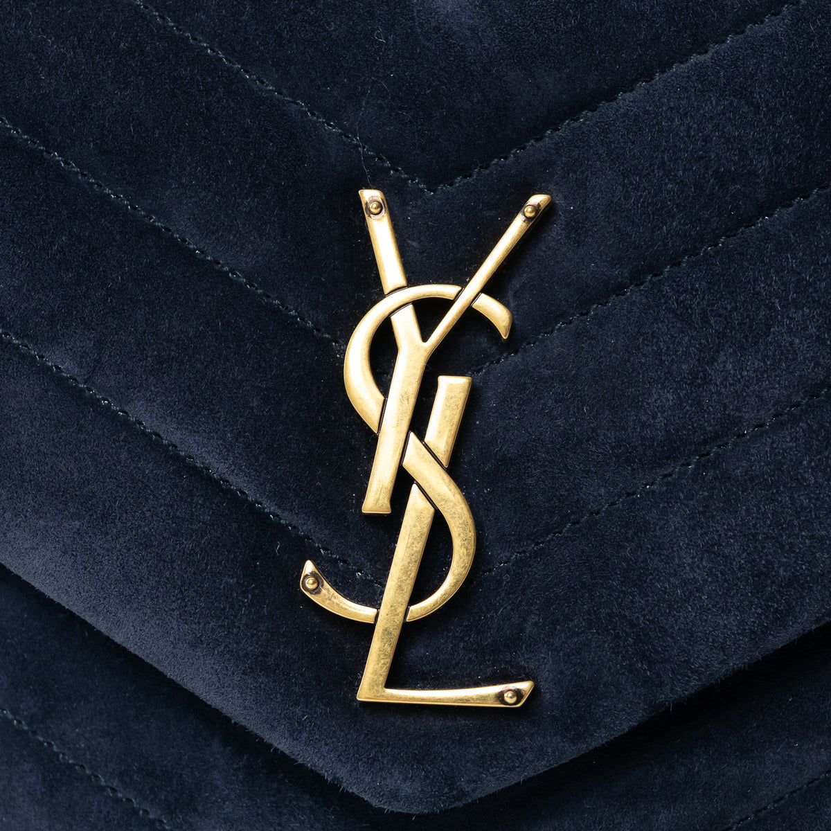 Saint Laurent Navy Velvet Medium LouLou Shoulder Bag
