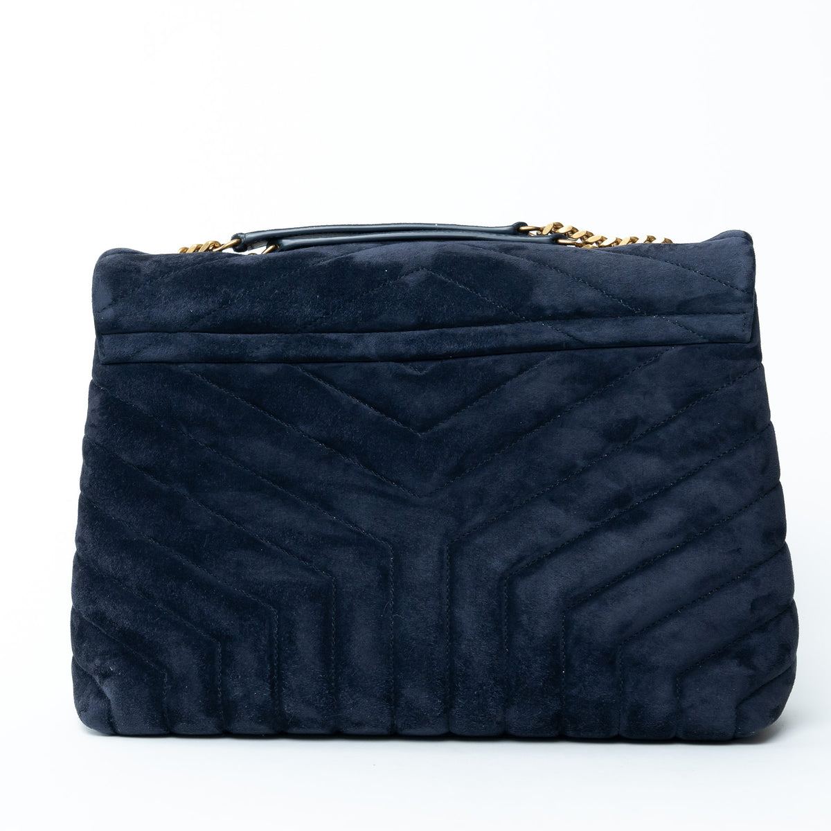 Saint Laurent Navy Velvet Medium LouLou Shoulder Bag