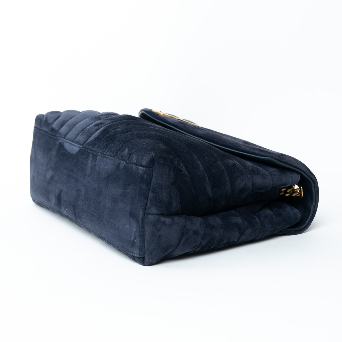 Saint Laurent Navy Velvet Medium LouLou Shoulder Bag
