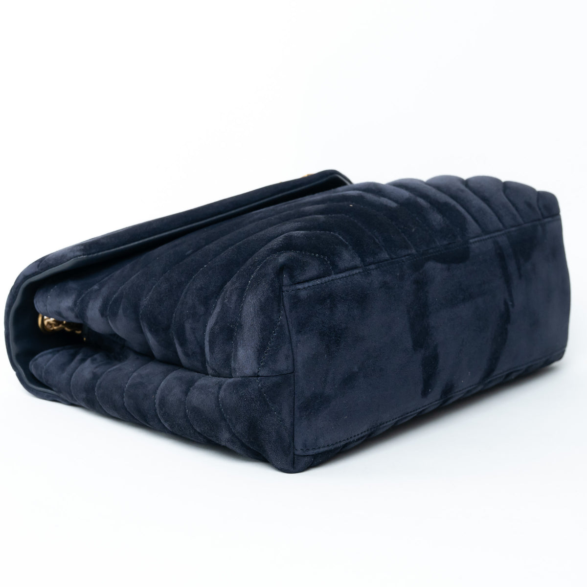 Saint Laurent Navy Velvet Medium LouLou Shoulder Bag