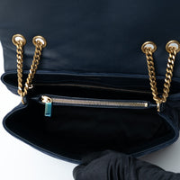 Saint Laurent Navy Velvet Medium LouLou Shoulder Bag