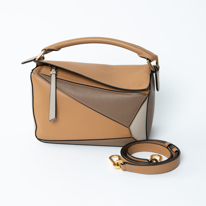 Loewe Tan Multicolour Calfskin Leather Puzzle Edge Handbag