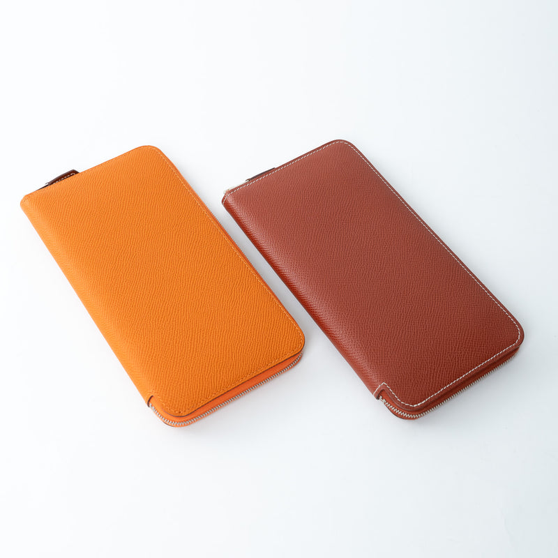 Hermes Orange Epsom Leather Silk'In Classic Long Leather Wallet