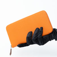 Hermes Orange Epsom Leather Silk'In Classic Long Leather Wallet