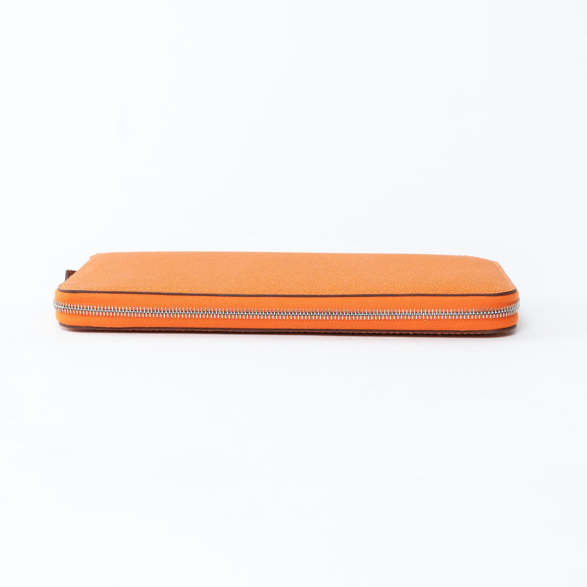 Hermes Orange Epsom Leather Silk'In Classic Long Leather Wallet