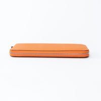 Hermes Orange Epsom Leather Silk'In Classic Long Leather Wallet