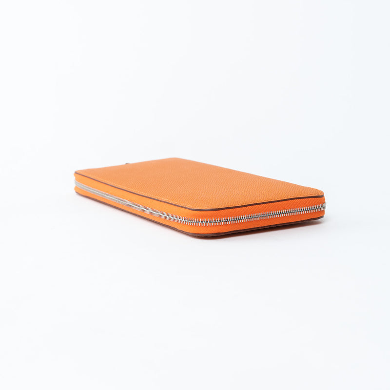 Hermes Orange Epsom Leather Silk'In Classic Long Leather Wallet