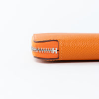 Hermes Orange Epsom Leather Silk'In Classic Long Leather Wallet