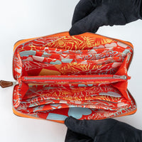 Hermes Orange Epsom Leather Silk'In Classic Long Leather Wallet