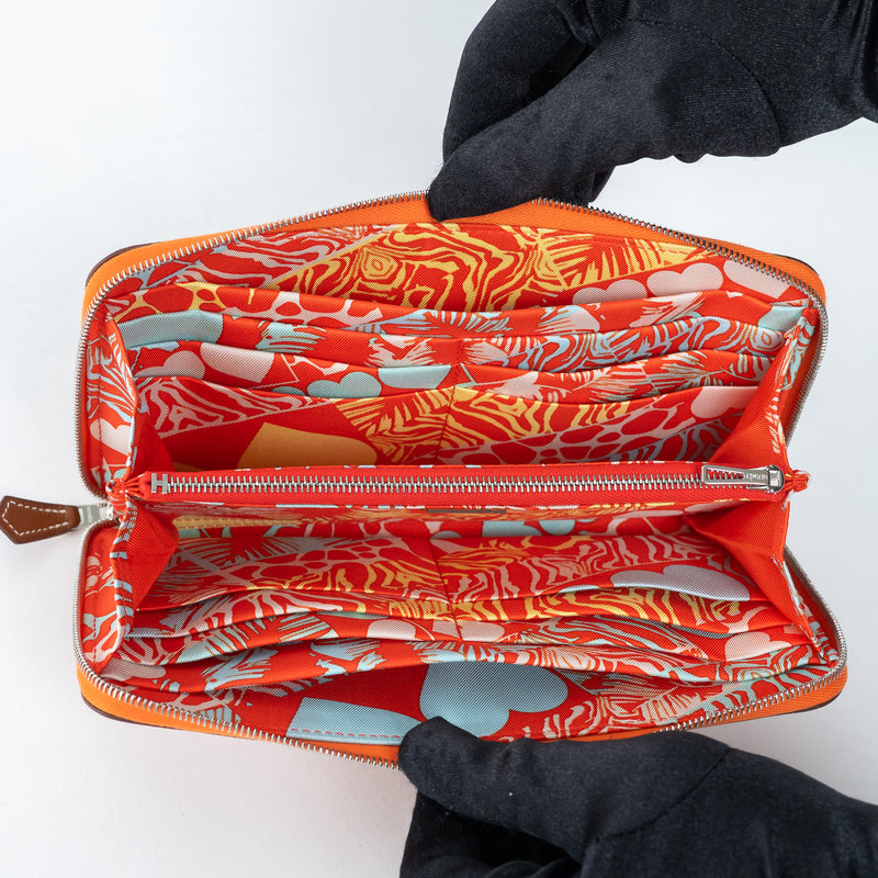 Hermes Orange Epsom Leather Silk'In Classic Long Leather Wallet