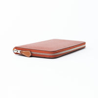 Hermex Deep Brown Epsom Leather Silk'In Classic Long Wallet