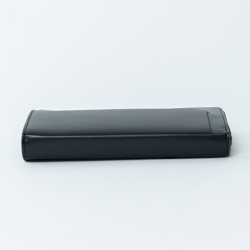 Saint Laurent Black Grained Leather Long Wallet