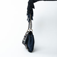 Lanvin Black Silk Sequin Shoulder Bag