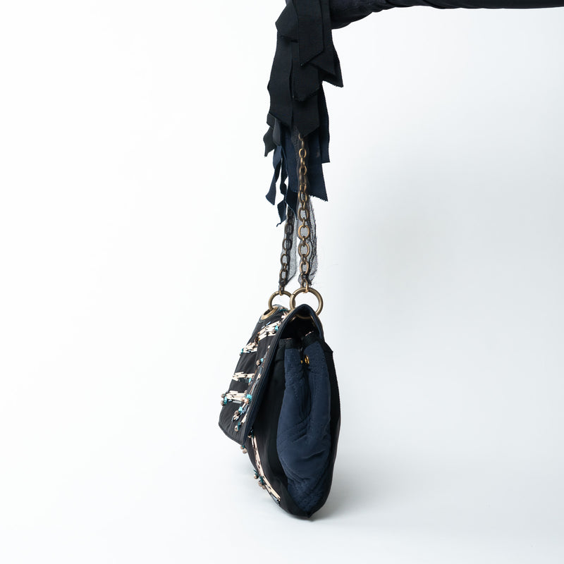 Lanvin Black Silk Sequin Shoulder Bag