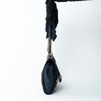 Lanvin Black Silk Sequin Shoulder Bag