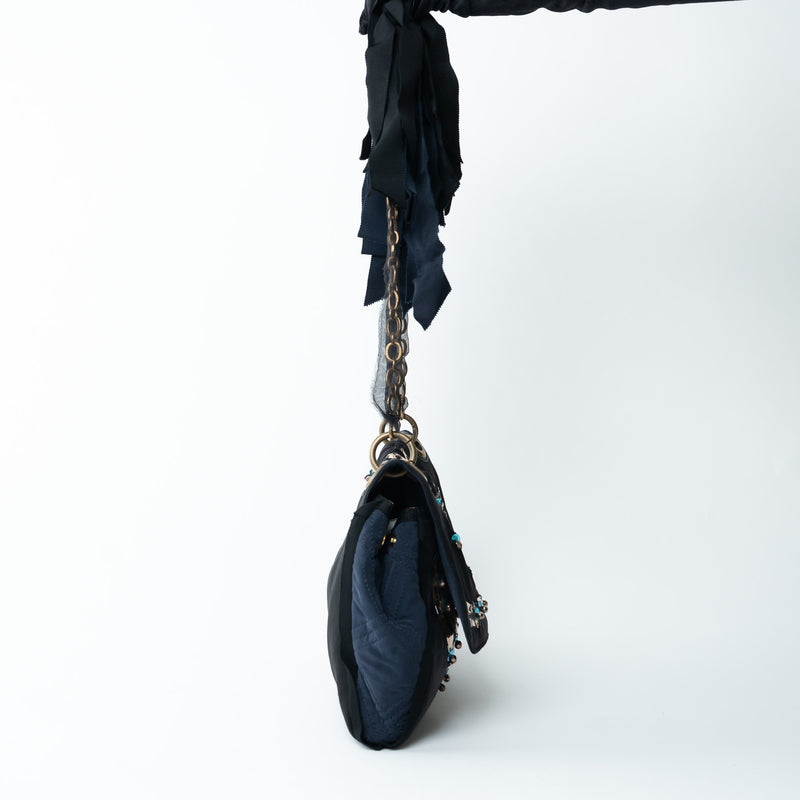 Lanvin Black Silk Sequin Shoulder Bag