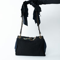 Lanvin Black Silk Sequin Shoulder Bag