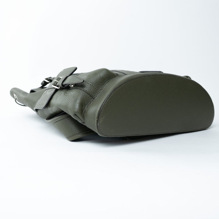 Gucci Khaki Green Pebbled GG Embossed Leather Backpack