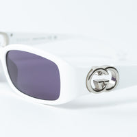 Gucci White Rectangle Frames Purple Lens Sunglasses