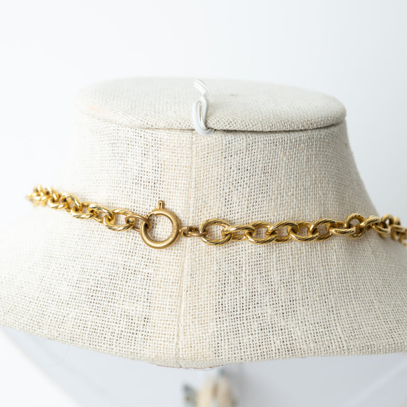 Pre-Loved Chanel™ Faux Gold Necklace with Interlocking Logo