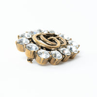 Gucci GG Logo Crystal Embellished Brooch