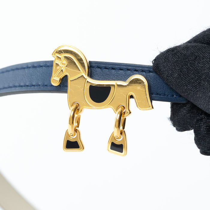 Hermes Navy Swift and Epsom Leather Tornade Belt Size 90