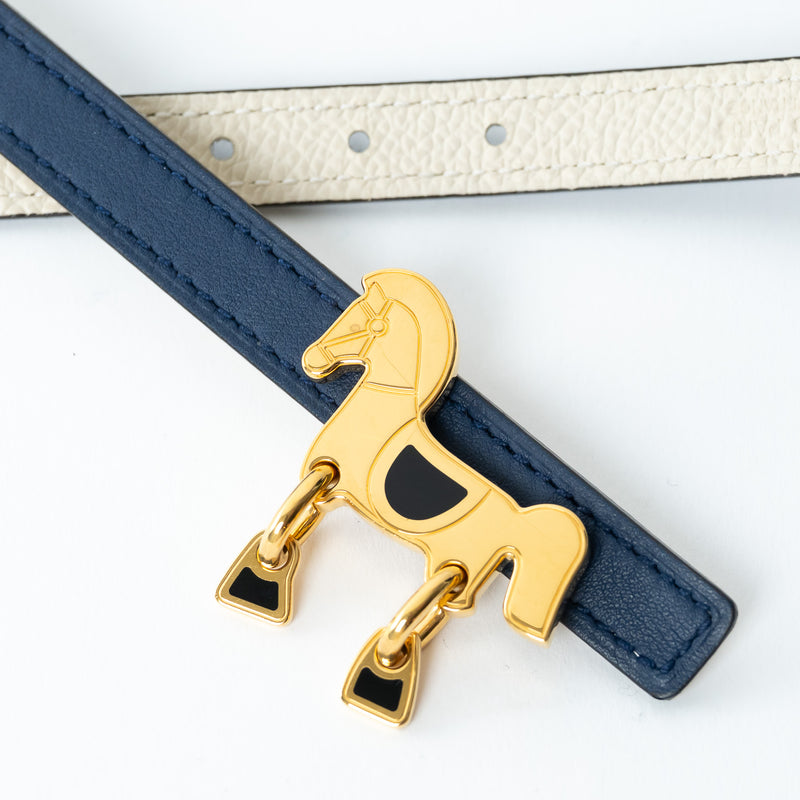 Hermes Navy Swift and Epsom Leather Tornade Belt Size 90