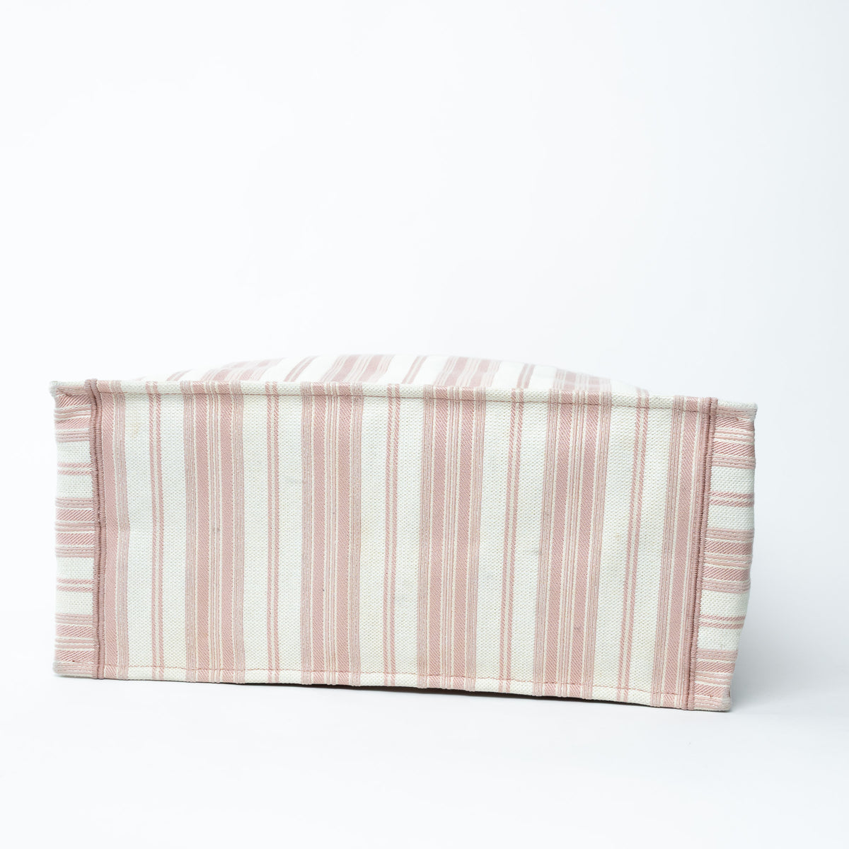 Dior Pink & Ivory Canvas Pinstripe GM Book Tote