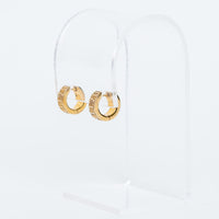 Balenciaga 18k Gold Vermeil Striped Hoop Logo Earrings