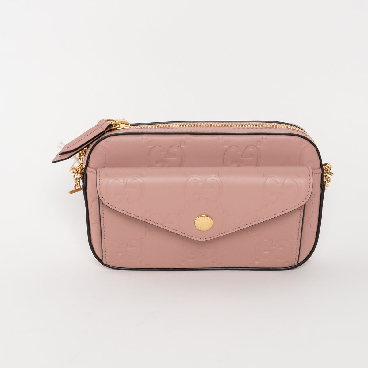 Gucci Mauve GG Embossed Leather Mini Messenger Bag