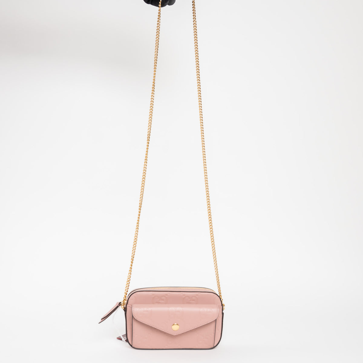 Gucci Mauve GG Embossed Leather Mini Messenger Bag