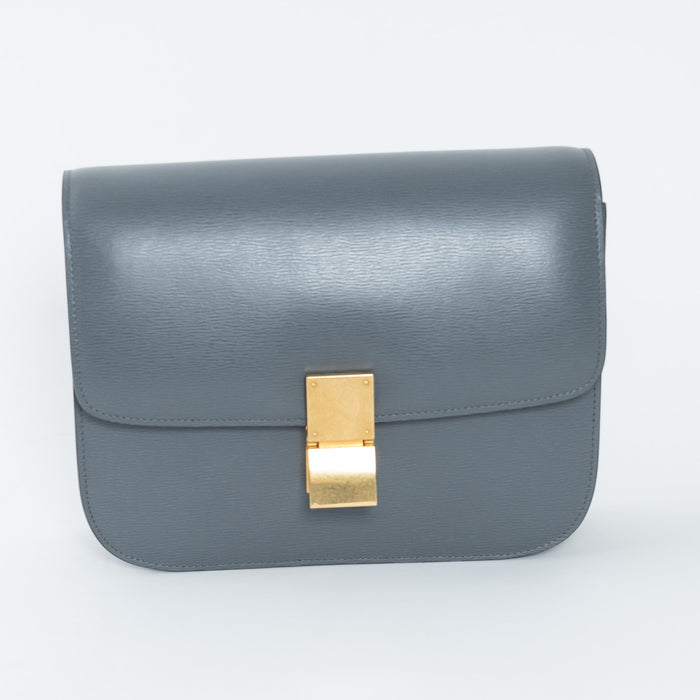 Celine Grey Liege Calfskin Leather Medium Classic Box Bag