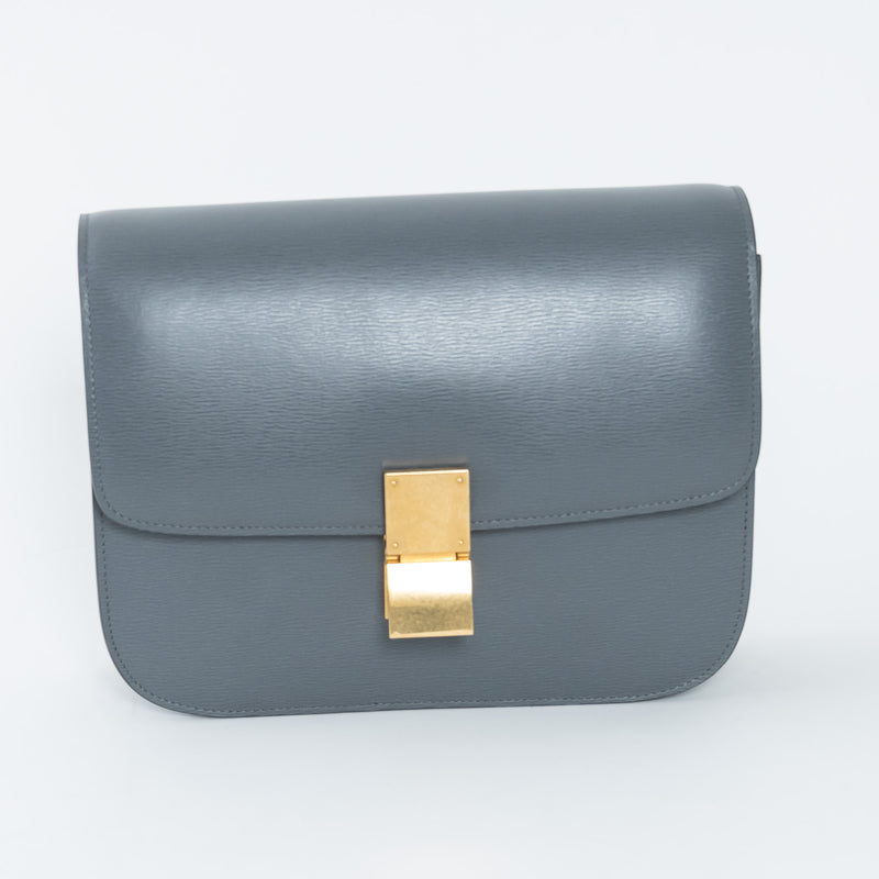 Celine Grey Liege Calfskin Leather Medium Classic Box Bag