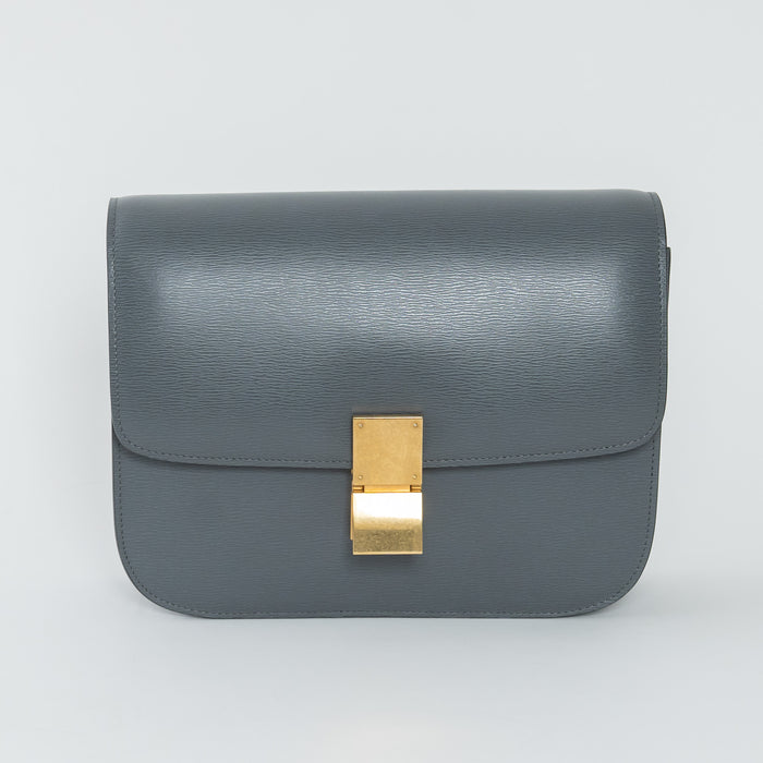 Celine Grey Liege Calfskin Leather Medium Classic Box Bag