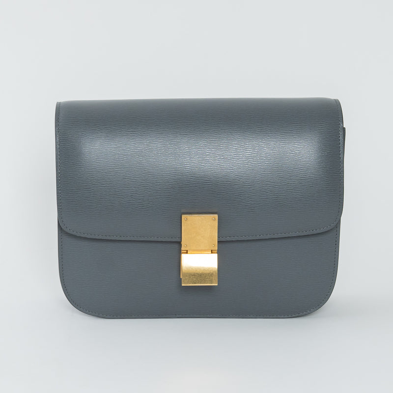 Celine Grey Liege Calfskin Leather Medium Classic Box Bag