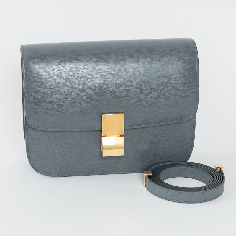 Celine Grey Liege Calfskin Leather Medium Classic Box Bag