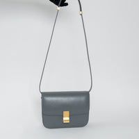 Celine Grey Liege Calfskin Leather Medium Classic Box Bag