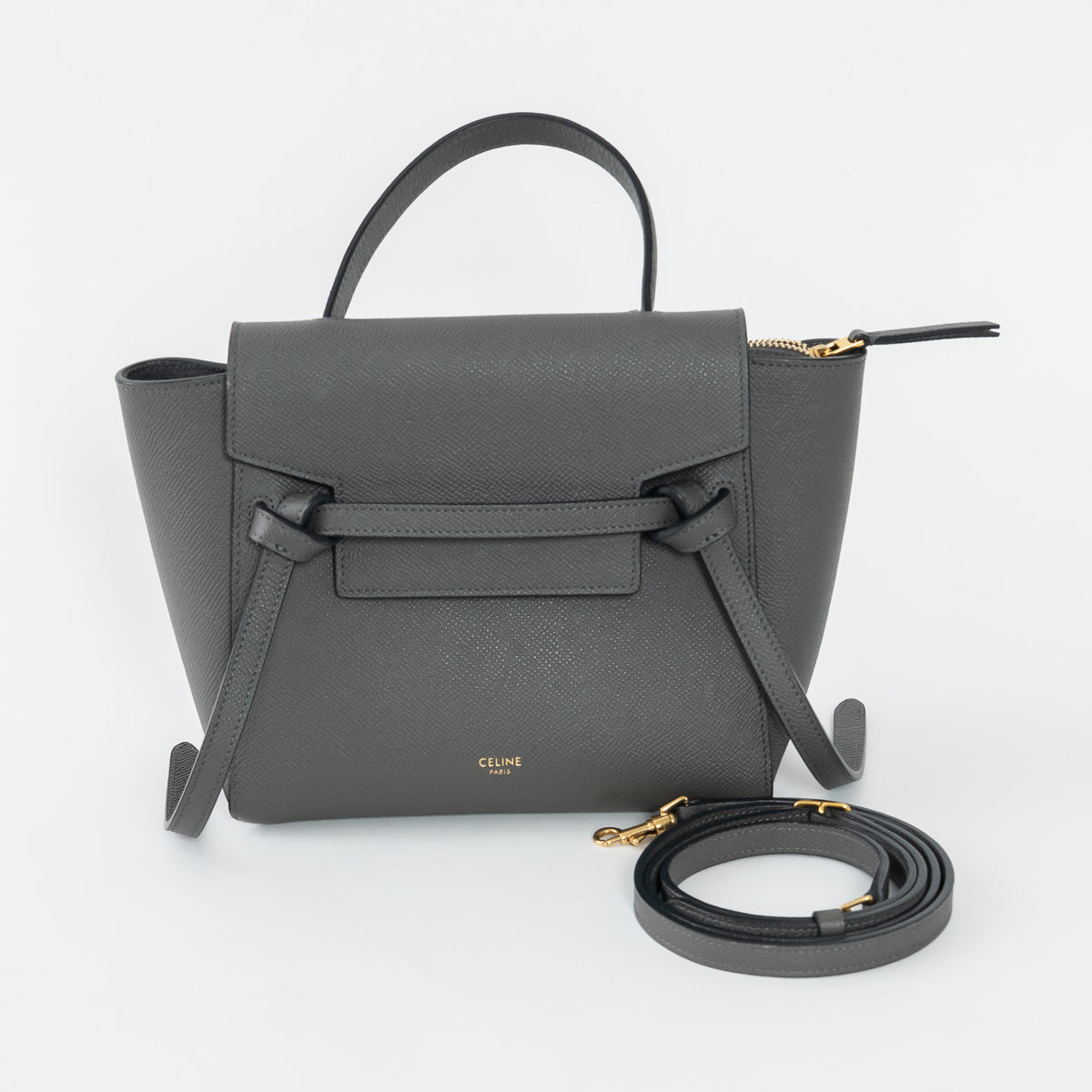 Celine Grained Calfskin Grey Mini Belt Bag