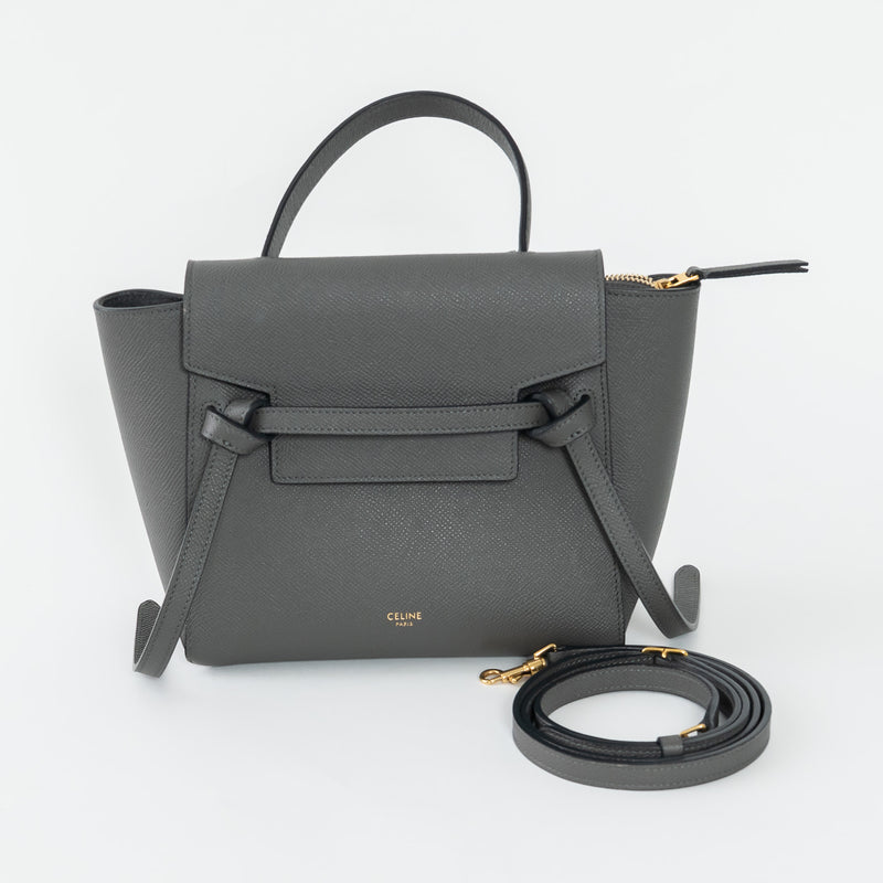 Celine Grained Calfskin Grey Mini Belt Bag