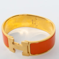 Hermes Gold Plated Orange Enamel Clic Clac H Bracelet