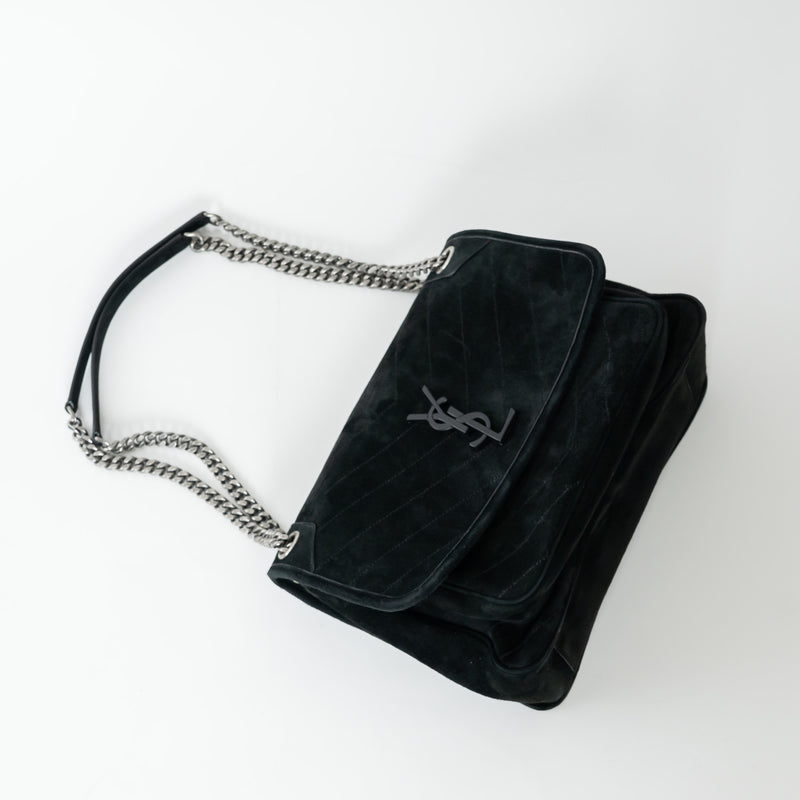 Saint Laurent Black Suede Medium Niki Bag