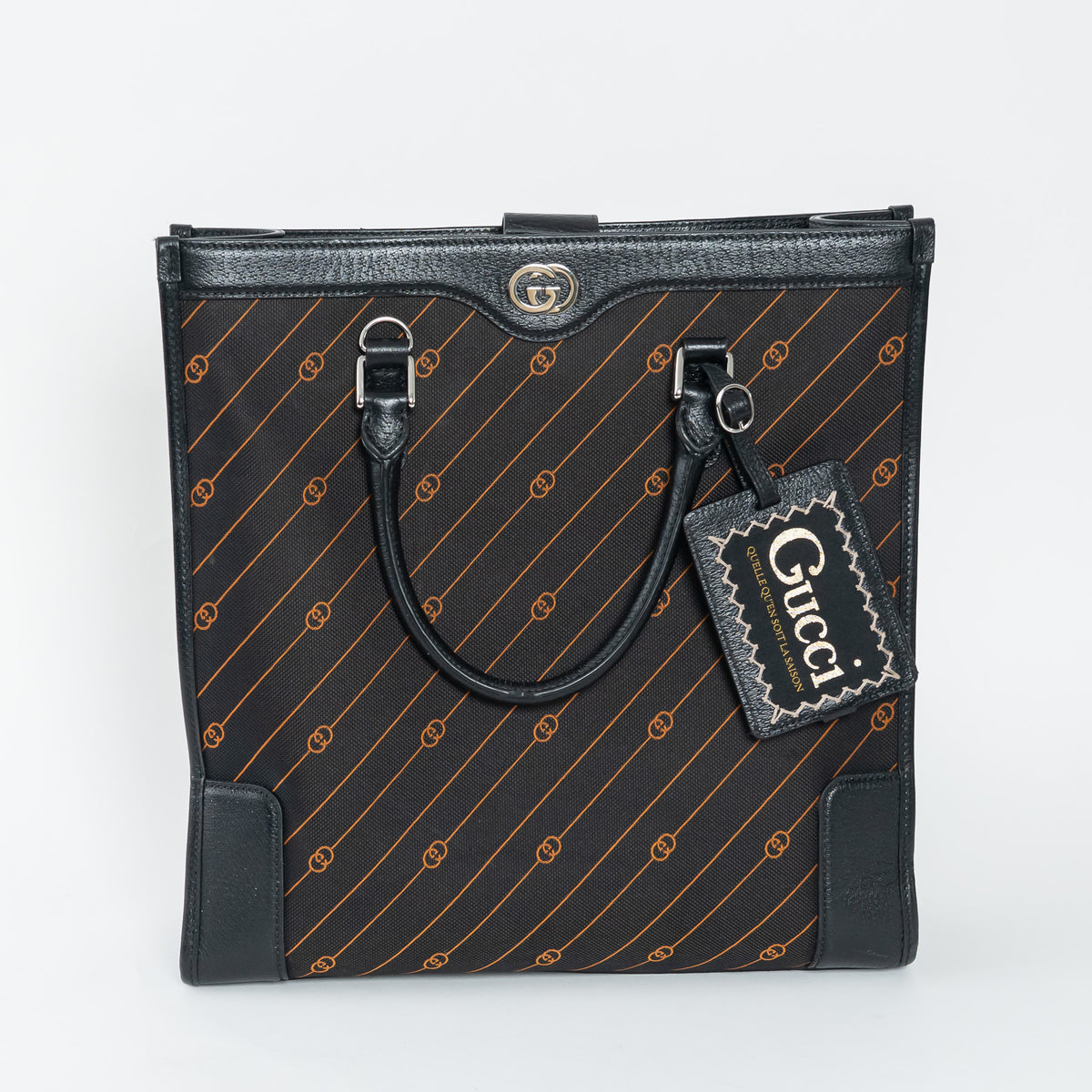 Gucci Black and Orange GG Jacquard Canvas  Tote