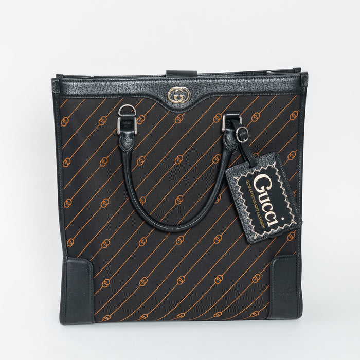 Gucci Black and Orange GG Jacquard Canvas  Tote