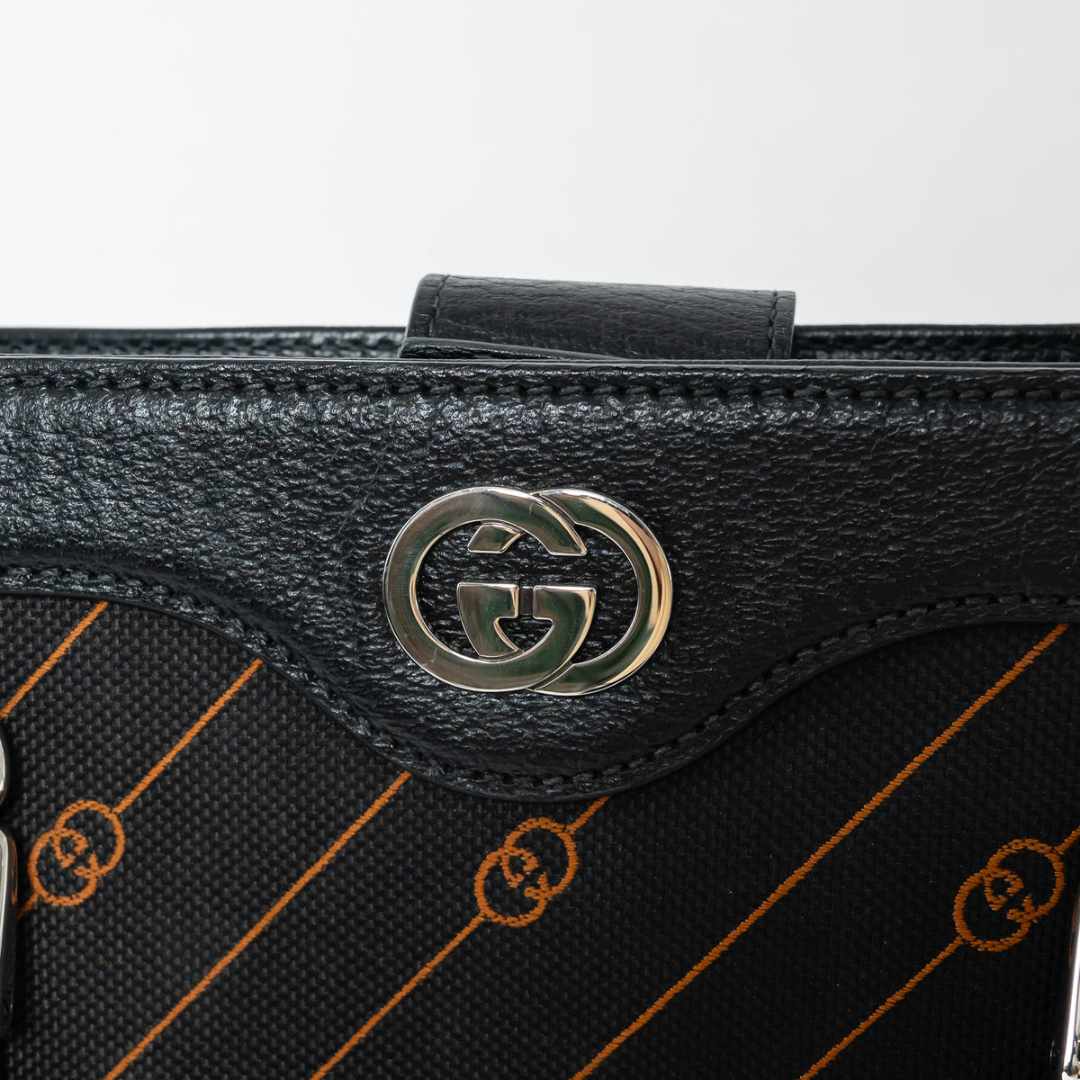 Gucci Black and Orange GG Jacquard Canvas  Tote