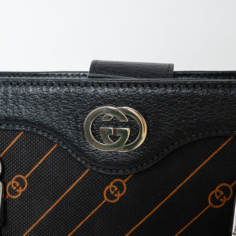 Gucci Black and Orange GG Jacquard Canvas  Tote